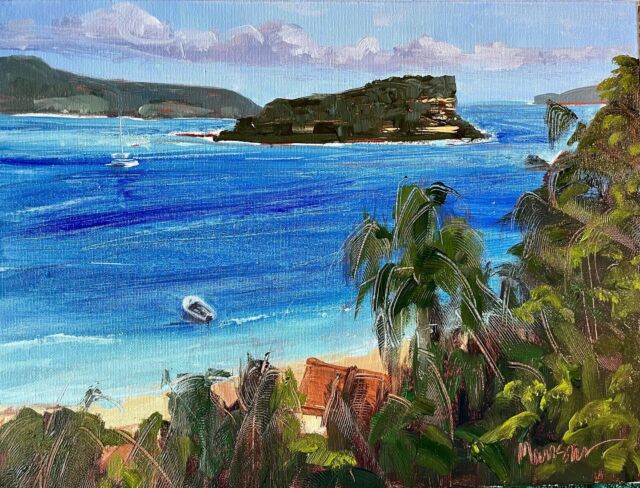 On the Pittwater today looking out to Lion Island . #painting #onmyeasel #instagood #fineart #iteachart #beauty #gratitude #inmyhood #palmy #palmbeachau #funstuff #onthewater #paintingsforsale www.georgiamansur.com #saltwaterstudio